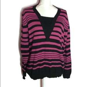 Pink &Black Striped Sweater